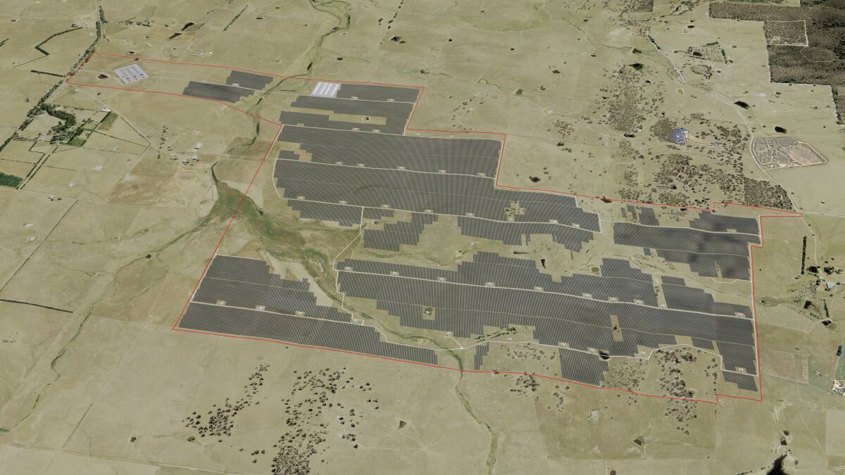 An artist's impression of the Gundary Solar Farm off Windellama and Kooringaroo Roads. The plan has been slightly amended since this image was formulated. Picture by Cambium.