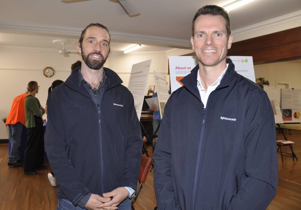 Lightsource BP senior development manager, Shane Quinnell and development director, Nick Robb, attended the company's community drop-in sessions about the Gundary Solar Farm on Tuesday. Picture by Louise Thrower.