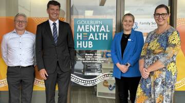 From left, COORDINARE manager mental health services Darren Carr, Angus Taylor MP, Kalynda Powell from Family Services Australia and COORDINARE CEO Prudence Buist at the new Goulburn Mental Health Hub. Picture supplied
